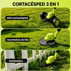 Cortadora de Césped Eléctrica Inalámbrica 3 en 1 - 2 Baterías 21V Bordeadora y Recortadora Liviana - VERDAXO™