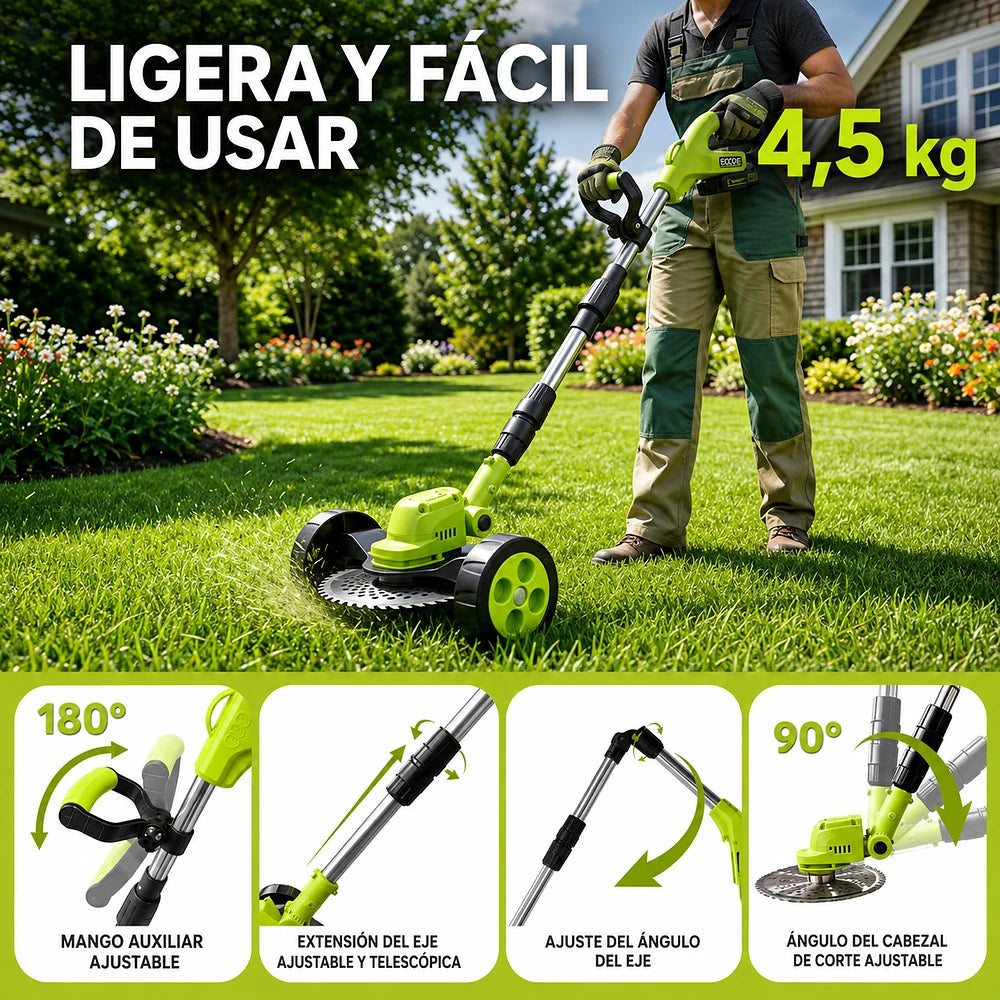 Cortadora de Césped Eléctrica Inalámbrica 3 en 1 - 2 Baterías 21V Bordeadora y Recortadora Liviana - VERDAXO™